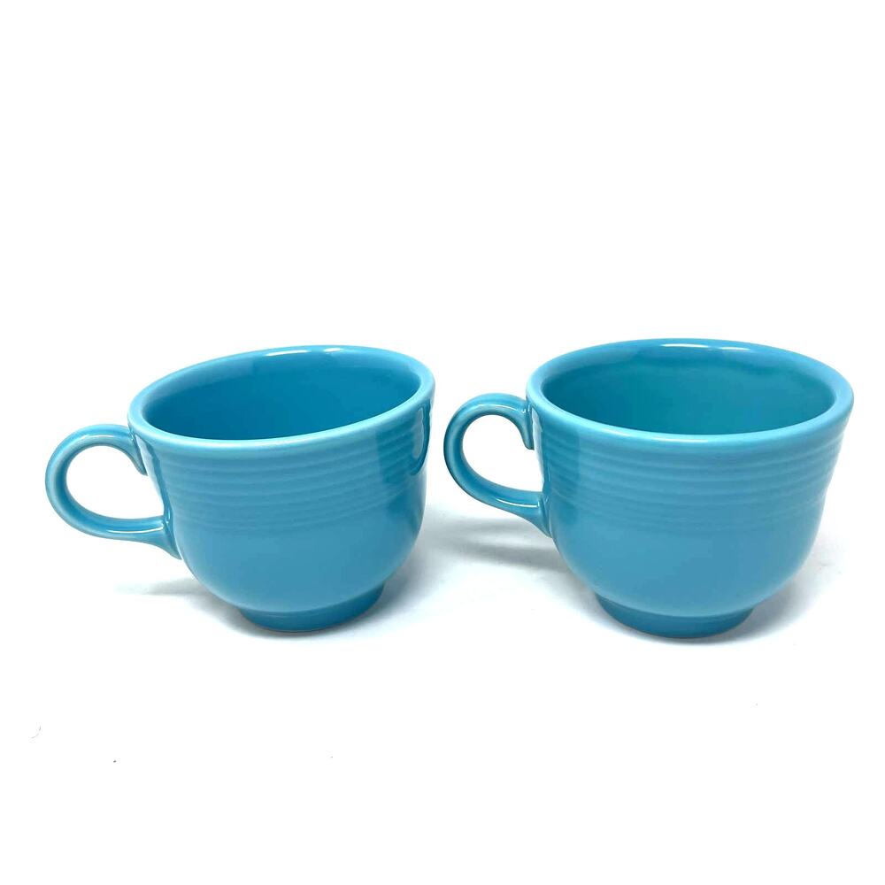 Fiesta Turquoise Mug Set of 2 Small Coffee‎ Tea Cup Teal Aqua Blue HLC